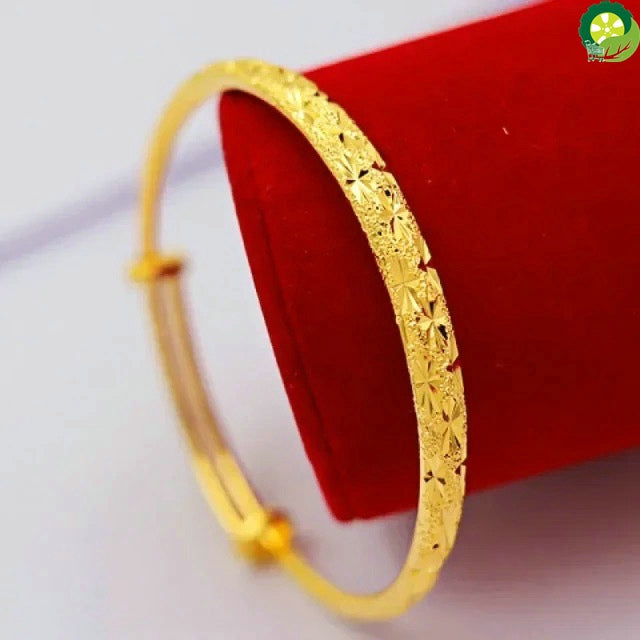 High quality gold 24k bracelet 999 push-pull dragon and phoenix female elegant bangle