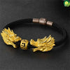1pcs Pure 24K Yellow Gold Bracelet Unisex 3D Double Dragon Play Bead Bracelet