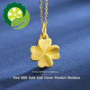 Genuine 999 Pure Real Gold 24K Four-leaf Lucky Clover Pendant Necklace Fine Jewelry For Woman Classic Gift Cute Present