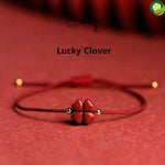 Natural Purple Cinnabar Lucky Clover Handmade Red Rope Lucky Bracelet TIANTIAN LIFE Market Place