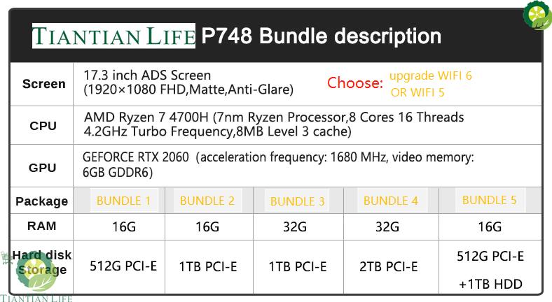 GAMING LAPTOP P748[17.3" 144Hz ADS Screen/AMD Ryzen7 4800H/ RTX 2060 6GB/RGB Keyboard/16G/512G PCI-E SSD] TIANTIAN LIFE Market Place