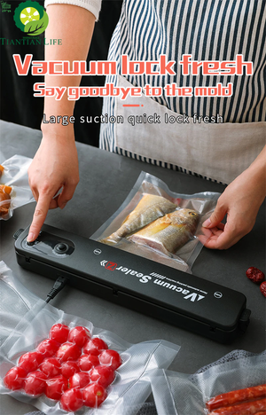 Kitchen Vacuum Food Sealer 220V/110V Automatic Commercial Household Food Vacuum Sealer Packaging Machine Include 10Pcs Bags TIANTIAN LIFE