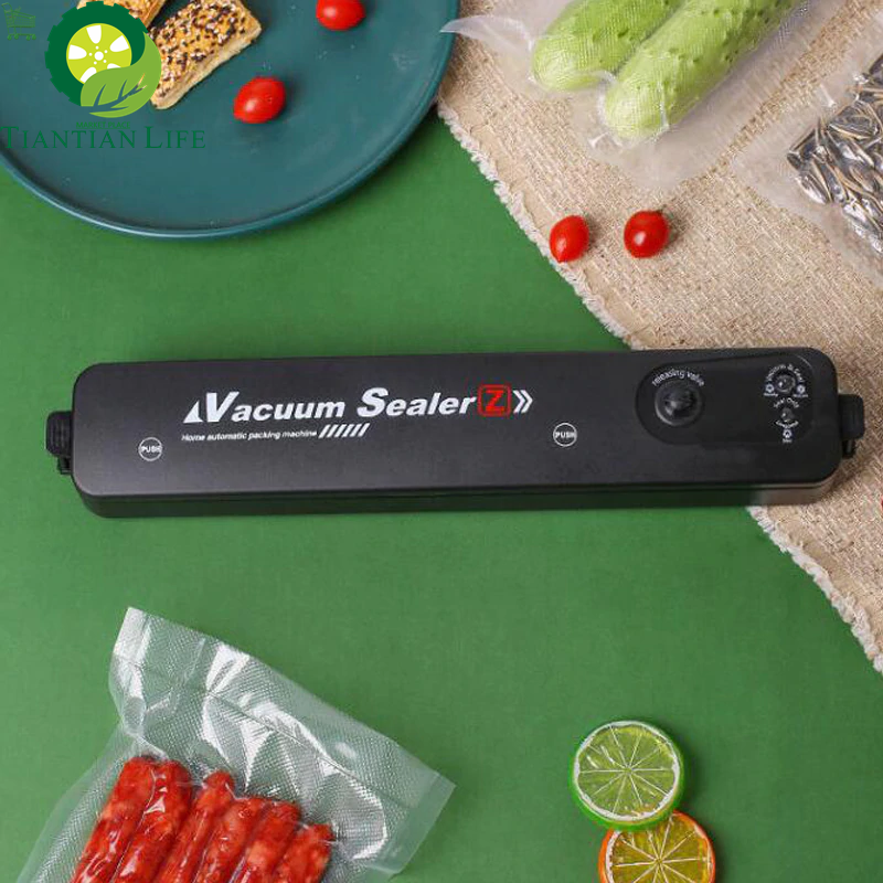 Kitchen Vacuum Food Sealer 220V/110V Automatic Commercial Household Food Vacuum Sealer Packaging Machine Include 10Pcs Bags TIANTIAN LIFE