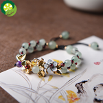 Natural Jade Beads Bracelets Braided Vintage Punk Inspirational Flowers With Garnet TIANTIAN LIFE Market Place