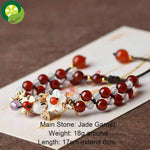 Natural Jade Beads Bracelets Braided Vintage Punk Inspirational Flowers With Garnet TIANTIAN LIFE Market Place