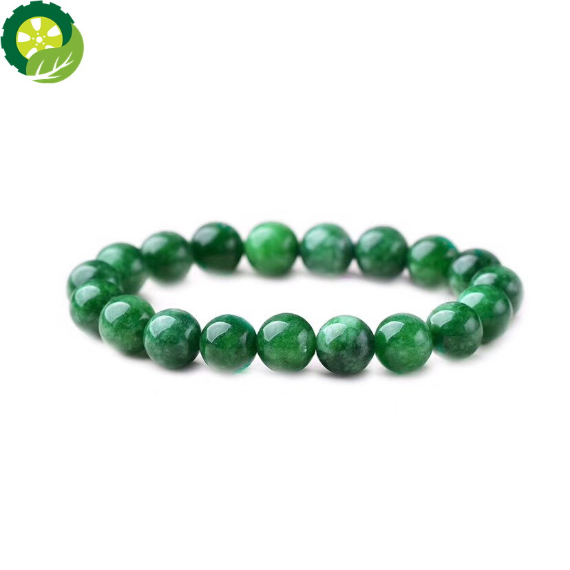 Natural green jade Emperor Green Dry Green jade Bead Bracelet TIANTIAN LIFE