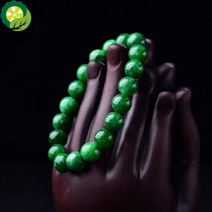 Natural green jade Emperor Green Dry Green jade Bead Bracelet TIANTIAN LIFE