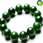 8mm 10mm Classic Real Natural Green Hetian Jade Beads Bracelet Bangle Handmade Elastic Rope Emerald Bracelets For Women Fine Jewelry TIANTIAN LIFE Market Place