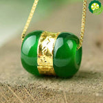 Chinese Style Jade Inlay Good Luck Beads Pendant Necklace Fashion  Hand-Carved Woman Amulet TIANTIAN LIFE Market Place