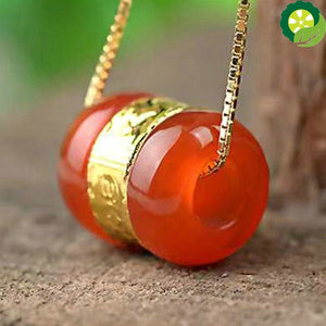 Chinese Style Jade Inlay Good Luck Beads Pendant Necklace Fashion  Hand-Carved Woman Amulet TIANTIAN LIFE Market Place
