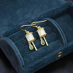 Natural  Hetian white jade earrings Chinese retro palace elegant charm brand jewelry TIANTIAN LIFE Market Place