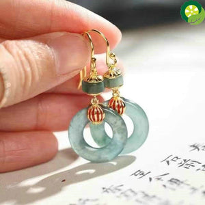 Natural jade earrings Chinese style retro national style luxury noble elegant charm jewellry TIANTIAN LIFE Market Place