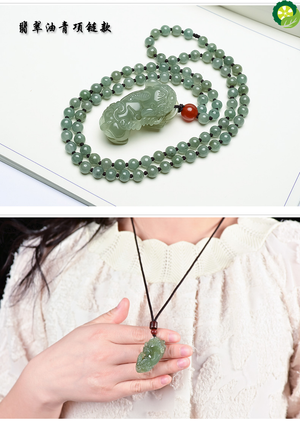 Natural green hetian jade pixiu pendant hollow handcarved pendants brand jewelry Unisex necklace TIANTIAN LIFE Market Place