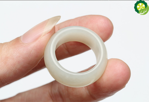 Natural  hetian white jade ring hand-carved exquisite rings TIANTIAN LIFE Market Place