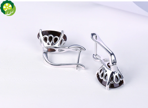 Natural Smoky Quartz Jewelry Sets Pendant Earrings Ring 925 Silver Fine Gemstone Jewelry for Women TIANTIAN LIFE Market Place