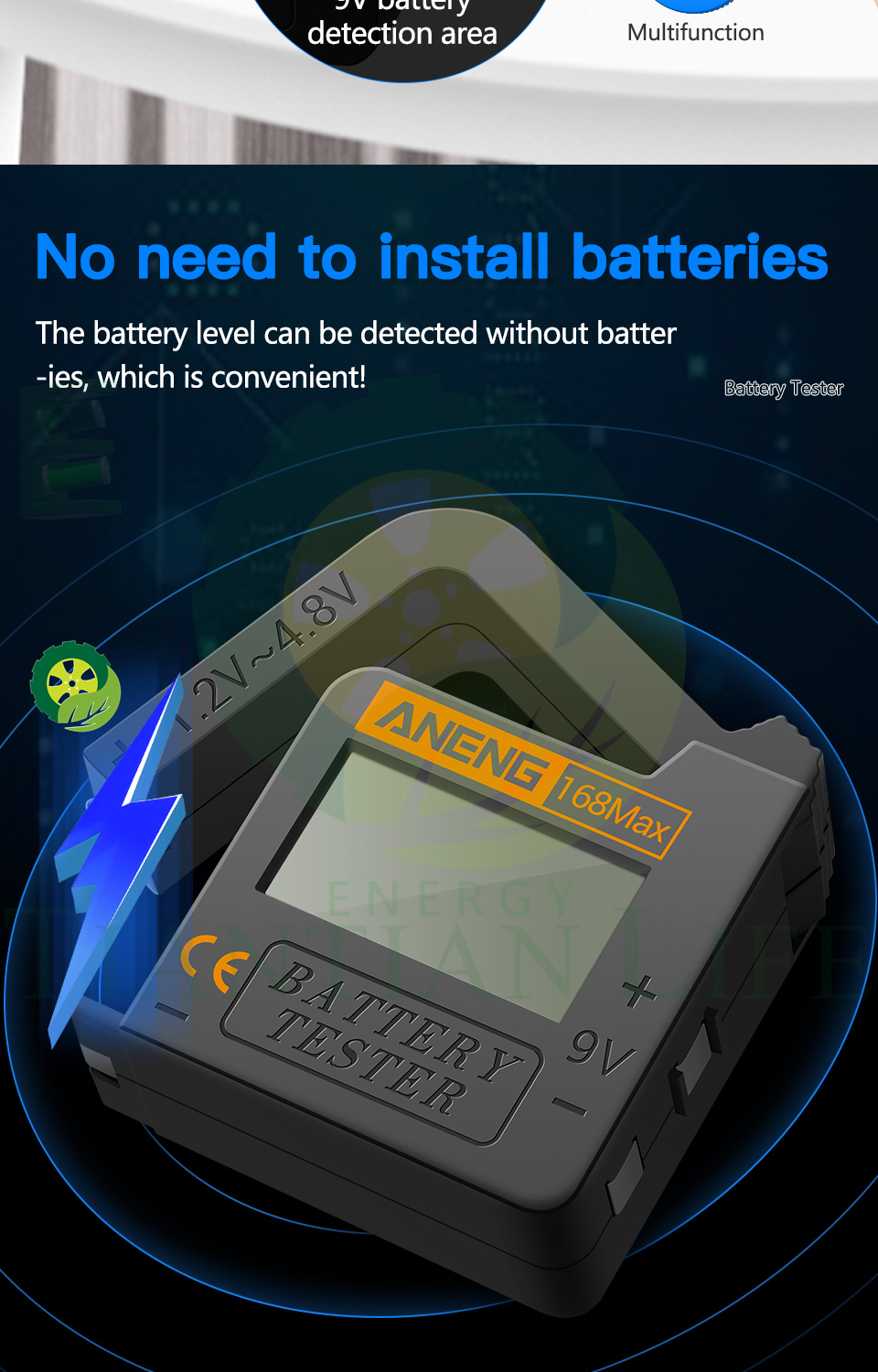 168Max Digital Lithium Battery Capacity Tester Universal test Checkered load analyzer Display Check AAA AA Button Cell TIANTIAN LIFE Market Place