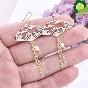 Chinese Style Earrings Personality Hollow Shaped Tassel Earrings Women Jewelry Accessories Decorations TIANTIAN LIFE Market Place