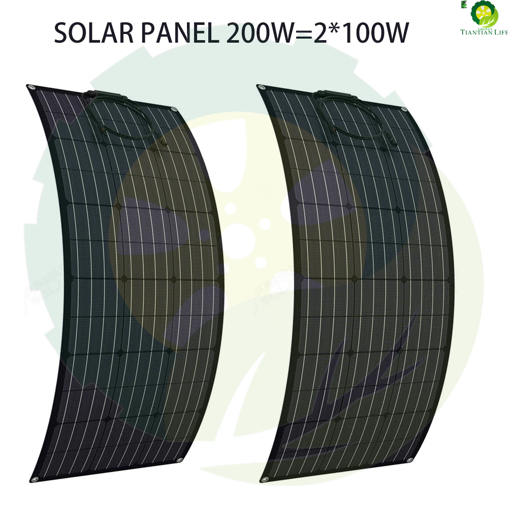 Solar Panel 300w 200w 100w 400w Flexible ETFE PET Photatic PV Monocrystalline Cell 12V 24V Battery Charger 1000w Home System Kit TIANTIAN LIFE Market Place