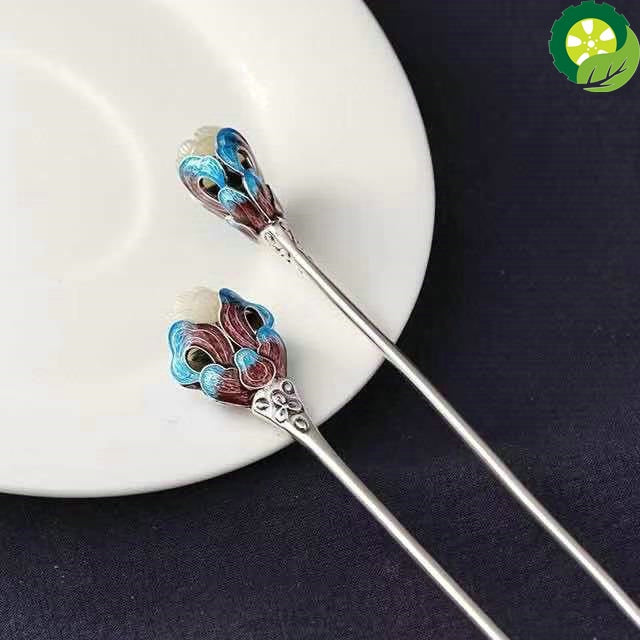 Natural Hetian White Magnolia Flower Hairpin Thai Silver Chinese Retro Culture Tradition Light Luxury Charm Lady Jewelry TIANTIAN LIFE Market Place