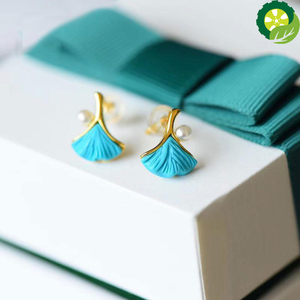 Turquoise craftsmanship geometric pearl exquisite small earrings TIANTIAN LIFE Market Place
