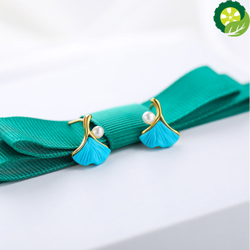 Turquoise craftsmanship geometric pearl exquisite small earrings TIANTIAN LIFE Market Place