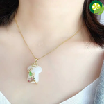 White Hetian Jade Cheongsam Pendant Plated 14k Gold Silver Chain Necklaces for Women TIANTIAN LIFE Market Place