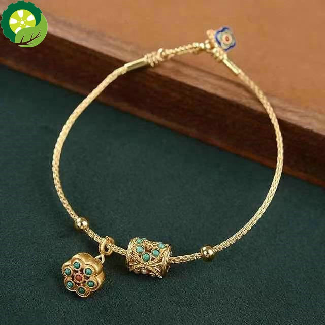 Turquoise Chinese style palace ancient Personality Lotus Seedpod charm Bracelet TIANTIAN LIFE Market Place