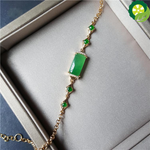 Silver inlaid sun green jade column with full green egg round bracelet elegant charm creative retro silver jewelry TIANTIAN LIFE Market Place