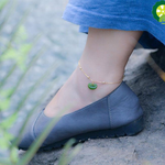 Natural Hetian Green Chalcedony Ruyi Anklet gold anklet for women TIANTIAN LIFE Market Place