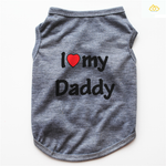Pet Clothes Casual Puppy Dog Cat Clothing "I Love Mommy & Daddy" Print Cat Vest Tee Shirt 100% Cotton TIANTIAN LIFE Market Place