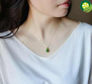 Hetian jade gourd Pendant Necklace Chinese style retro elegant charm small fresh romantic brand jewelry TIANTIAN LIFE Market Place