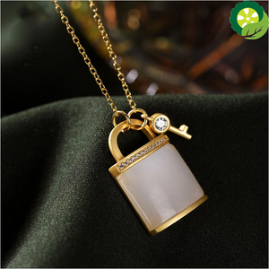 Hetian Jade Small Lock Chain Temperament High-Quality Necklace Pendant TIANTIAN LIFE Market Place