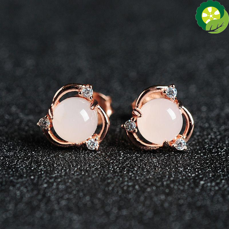 Natural Hetian jade egg-faced earrings craft charm light luxury cold wind brand jewelry TIANTIAN LIFE Market Place