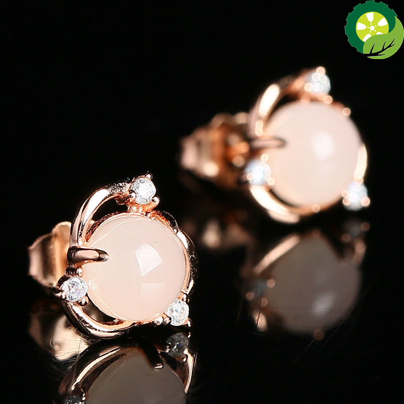 Natural Hetian jade egg-faced earrings craft charm light luxury cold wind brand jewelry TIANTIAN LIFE Market Place