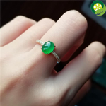 Natural Hetian jade Oval Opening Adjustable Ring Chinese Retro Aristocratic Charm Silver Brand jewelry TIANTIAN LIFE Market Place