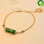 Natural Hetian jade gilt Chinese retro style ingot charm light luxury women's bracelet TIANTIAN LIFE Market Place
