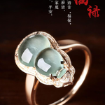 Natural ice gourd adjustable ring Chinese retro light luxury charm brand silver jewellery TIANTIAN LIFE Market Place