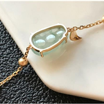 Natural Hetian jade gourd ice transparent round bead bracelet Chinese retro luxury charm silver jewellery TIANTIAN LIFE Market Place