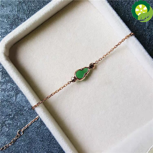 Natural ice seed chalcedony diamond green gourd bracelet Chinese style retro charm silver design TIANTIAN LIFE Market Place