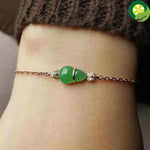Natural ice seed chalcedony diamond green gourd bracelet Chinese style retro charm silver design TIANTIAN LIFE Market Place
