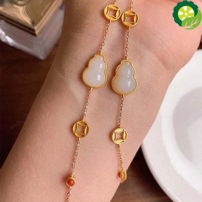 Hetian white jade gourd retro Chinese palace style aristocratic quality bracelet TIANTIAN LIFE Market Place