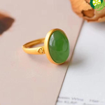 Silver inlaid natural Hetian jade big egg face palace style retro Xiangyun opening adjustable women's ring TIANTIAN LIFE Market Place