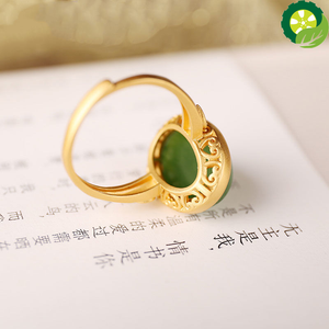 Silver inlaid natural Hetian jade big egg face palace style retro Xiangyun opening adjustable women's ring TIANTIAN LIFE Market Place