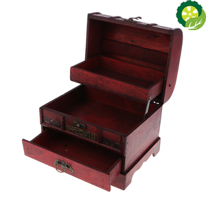 Handmade Wood Vintage Chinese Jewelry Box with Lock Asian Home Decorative Ring Necklace Trinket Organizer Case TIANTIAN LIFE Market Place