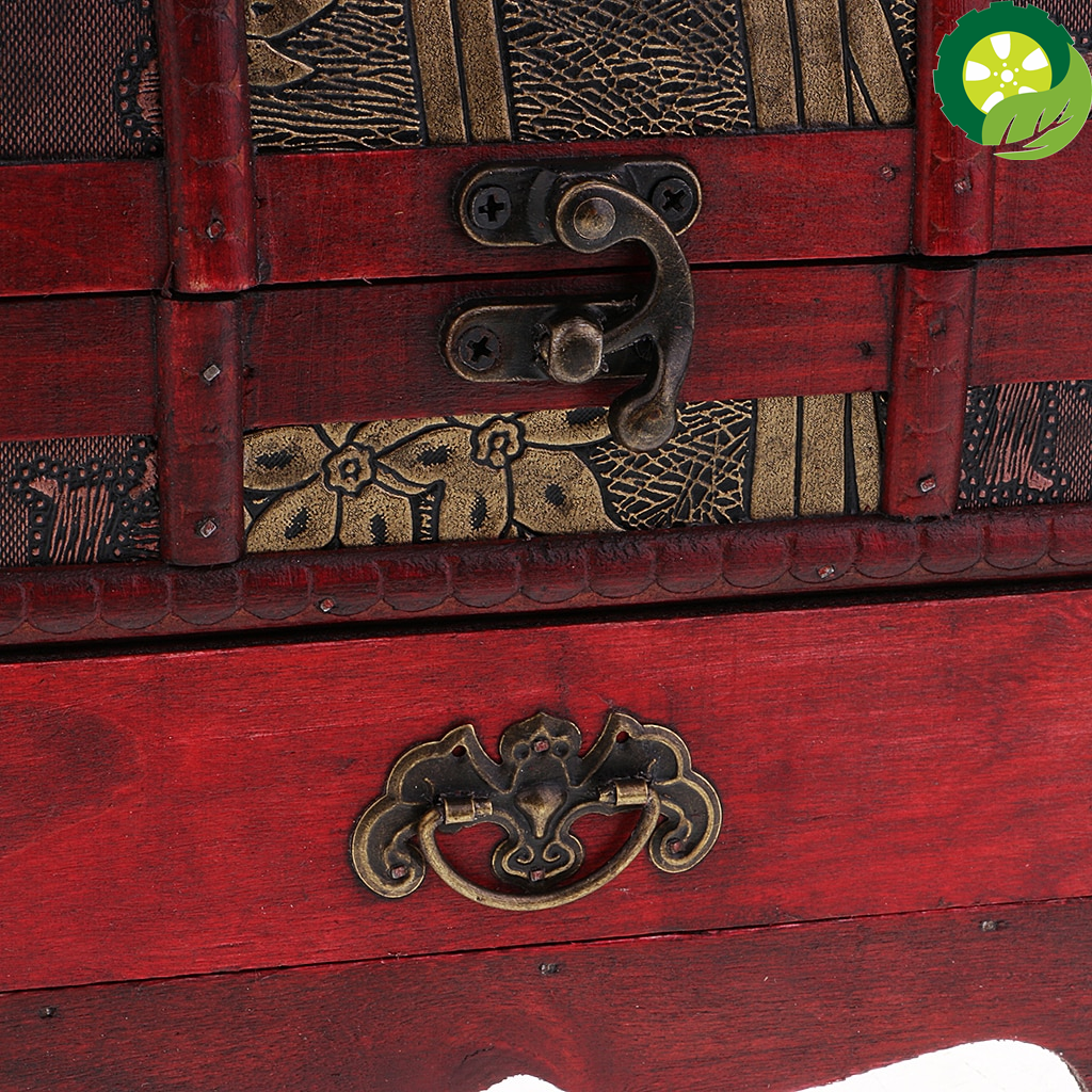Handmade Wood Vintage Chinese Jewelry Box with Lock Asian Home Decorative Ring Necklace Trinket Organizer Case TIANTIAN LIFE Market Place