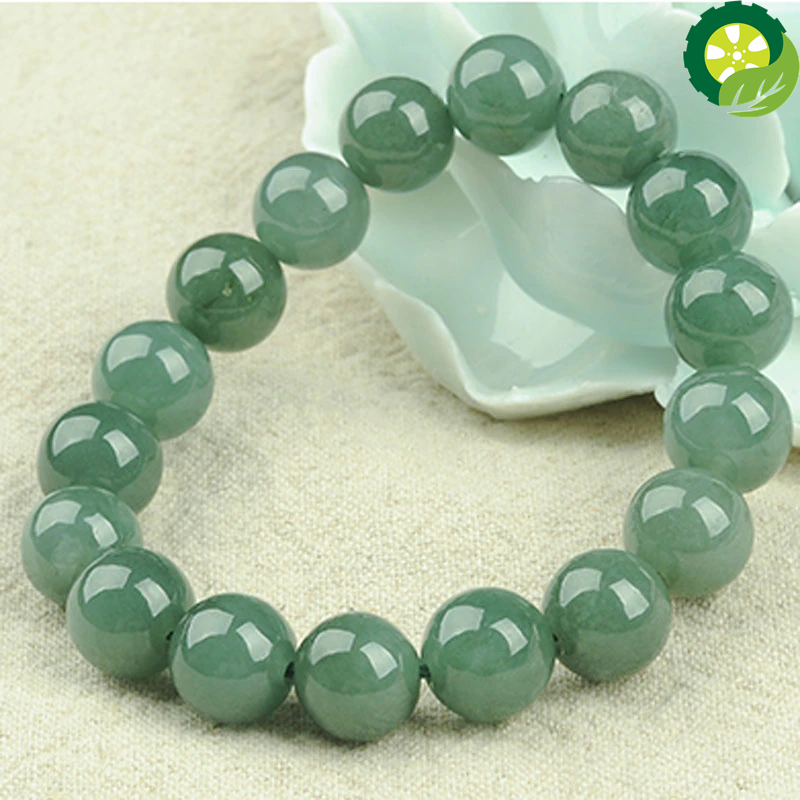 Natural A-grade oil green Jadeite bead bracelet Unisex 10MM lucky  bead string bracelet TIANTIAN LIFE Market Place