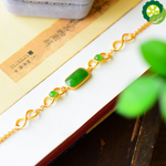 Natural hetian jade Chinese style retro winding unique ancient gold craft bracelet TIANTIAN LIFE Market Place