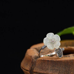 Natural Hetian jade lotus pontoon creative adjustable ring Chinese retro craft adjustable ring TIANTIAN LIFE Market Place
