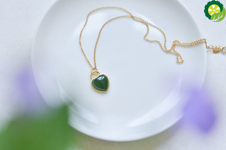 Natural Hetian jade love heart romantic charm design pendant necklace TIANTIAN LIFE Market Place