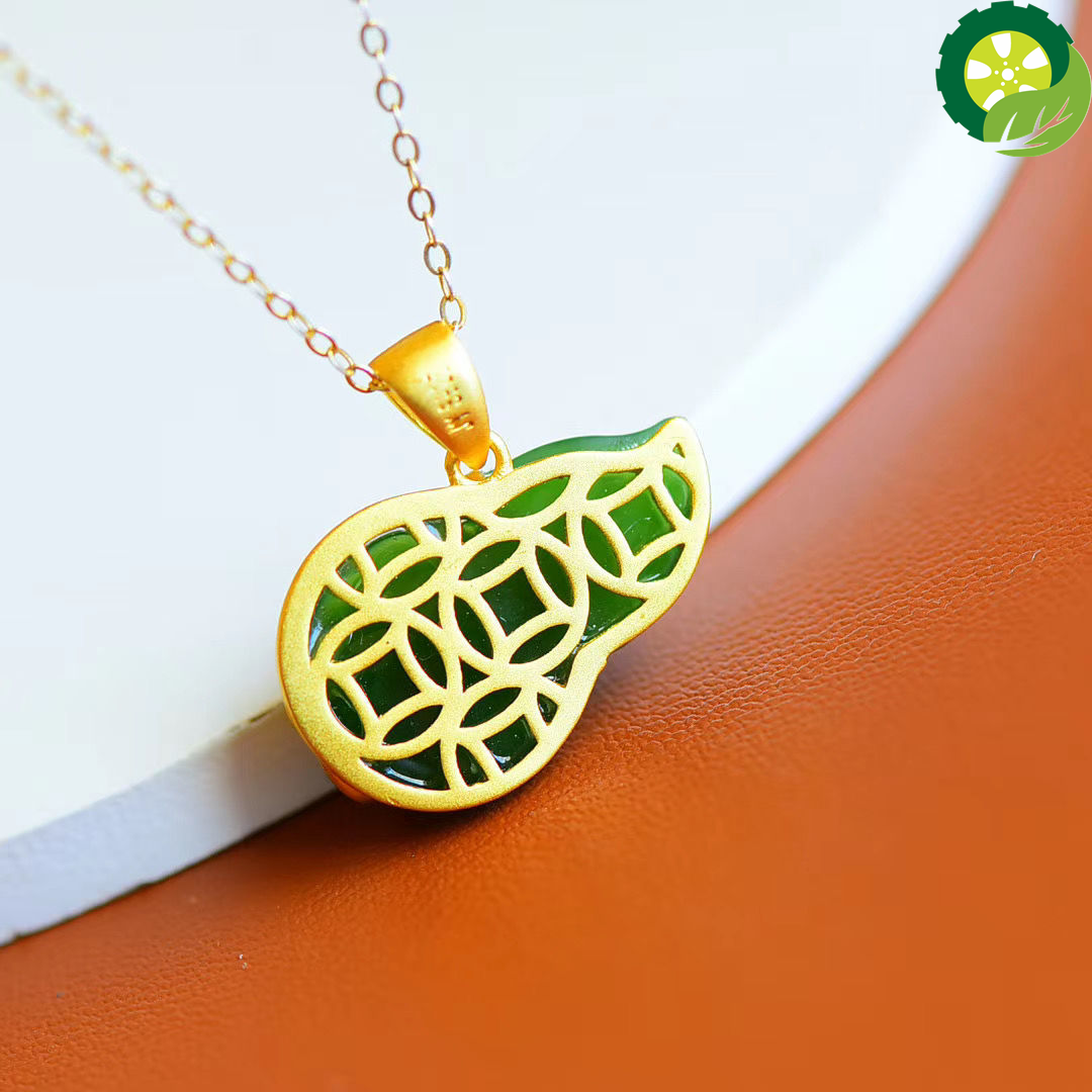 Natural high quality Hetian jade gourd Chinese style retro unique craft pendant necklace TIANTIAN LIFE Market Place